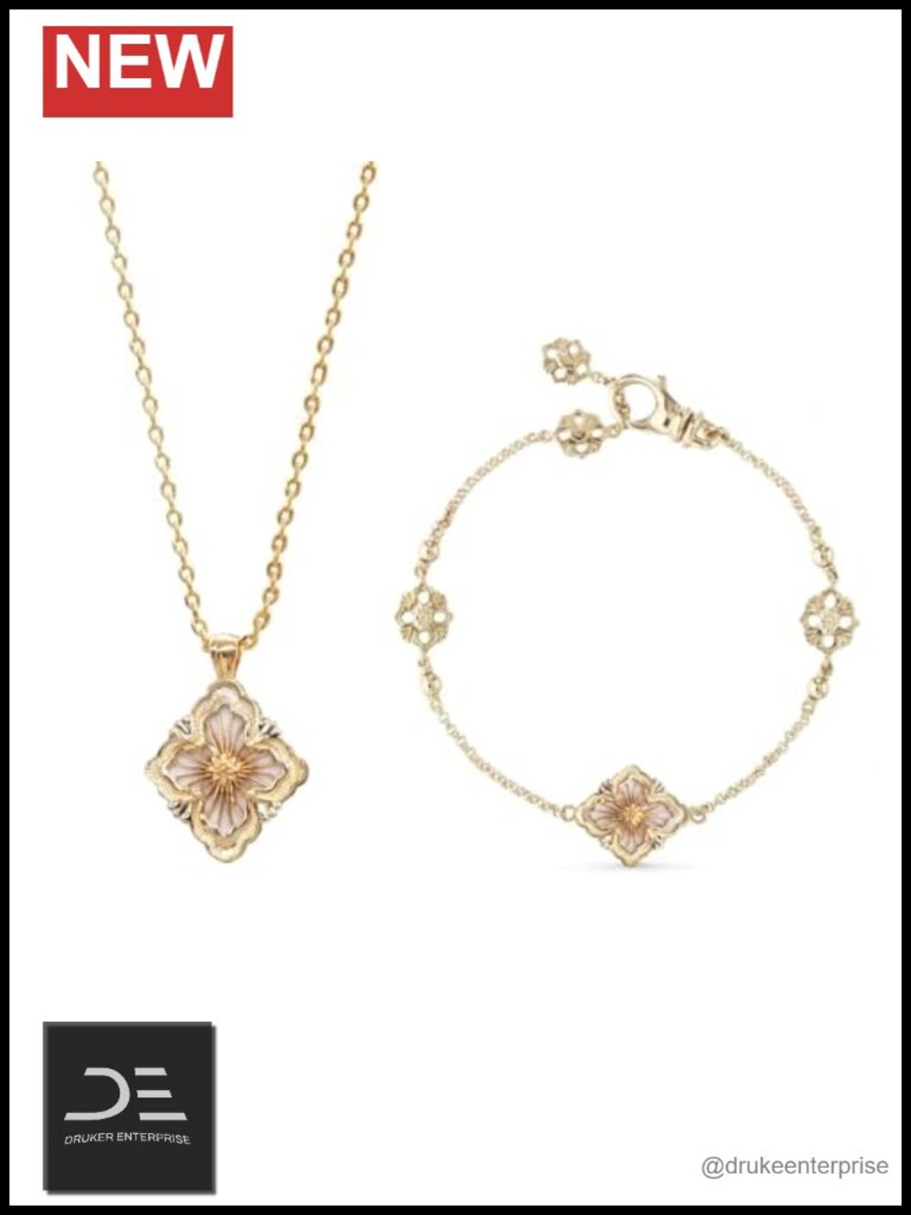 18K Gold-Plated Clover Pendant Necklace Women Double-Sided Natural Stone Jewelry